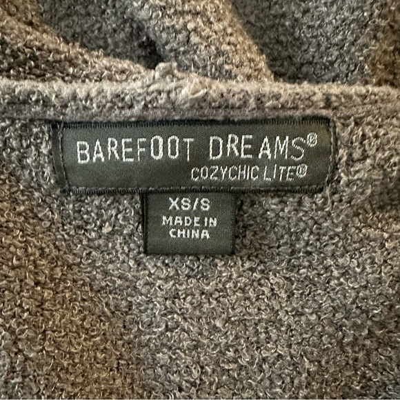 Barefoot Dreams CozyChic Gray Tunic Length Hooded Cardigan - Picture 5 of 7